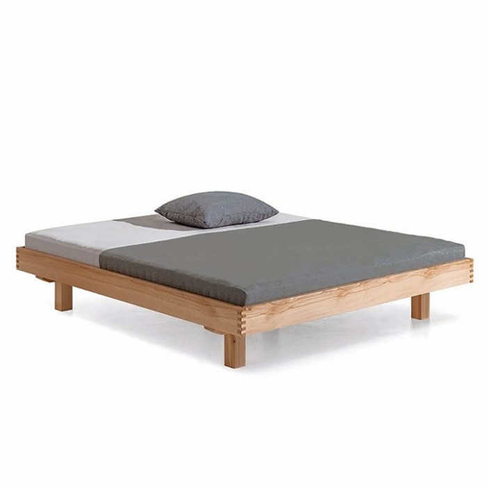 Lit japonais en bois massif acacia 160x200 cm cadre lit - Ciel & terre Commerce